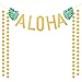 Produktbild ZERHOK Aloha Hawaii Party Banner Deko, Glitzernd Willkommen Girlande mit 4Stk Gold Runde Ketten Palmen Tropischen Luau Thema Party für Strand Pool Sommer