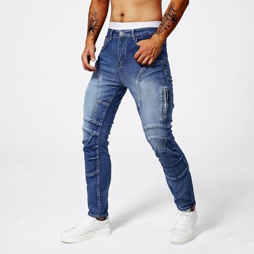 Men's Denim Pants Casual Stylish Steampunk Motorcycle Y2k Pants Distressed Slim Fit Tapered Trousers Jeans Streetwear2