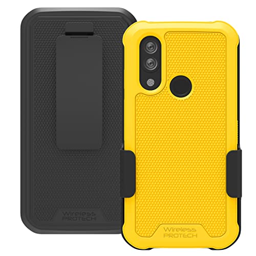 Wireless Protech Case Compatible With Cat S62 Pro And Cat S62. Rotating Belt Clip Holster And Durable Flexible Protective Case Combo (Yellow) #TOP9