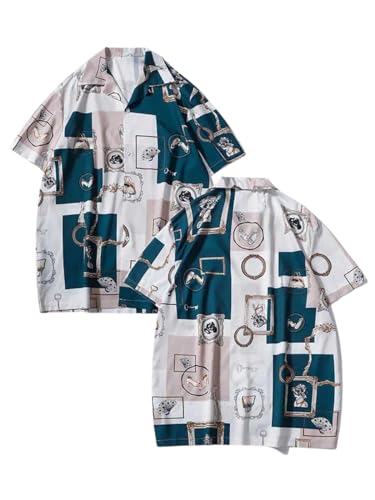 Image of GRECIILOOKS Men's Shirt - Summer Button Down Shirts || Half Sleeve Shirt for Man||Stylish Mens Casual Shirts||Formal and Comfort Rich Printed Shirt`s for Mens