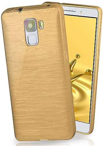 moex Cover in Silicone Compatibile con Huawei Honor 7/7 Premium | Effetto Alluminio Spazzolato, Oro