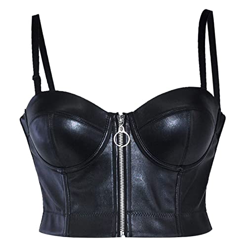 Momolaa Soutien Gorge Femme Soutiens-Gorge en Cuir PU Noir pour Femmes Soutien-Gorge Sexy Grande Taille Lingerie Gothique sous-vêtements Bralette Hauts fête...