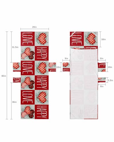 Red Love Heart Valentine Beach Lounge Chair Towel Cover, Soft Chaise Lounge Towel with Side Pockets Patio Pool Chairs Cover for Beach/Pool Sunbathing 29x85 Eucalyptus Leaves Plaid