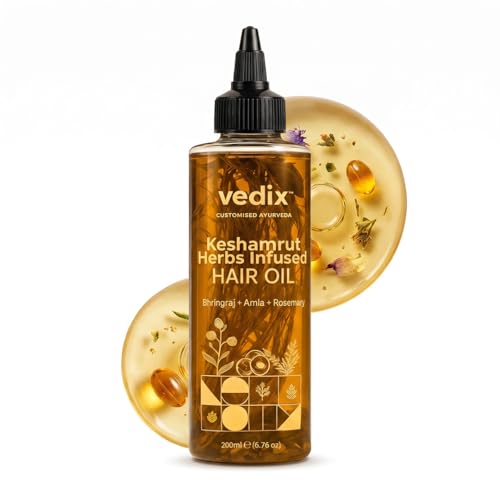 Vedix Keshamrut Herbs Infused Ayurvedic Hair Oil With Bhringraj, Amla & Rosemary I Control Hair Fall...