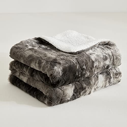 Wajade Kunstfelldecke – Sherpa Schafdecke – Comfort Luxuriöse Flauschige Kuscheldecke – weiche Decke für Couch und Bett – 160 x 200 cm –Grau