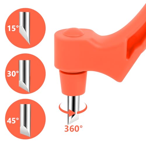 Craft Cutting Tools Pen,360-Degree Rotating Blade,Stainless Steel Cutter Pen for Stencils Scrapbooks DIY Craft,With15,30,45Degree Head(Orange)