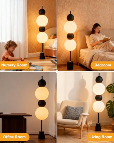 Image of Lightdot Black Globe Floor Lamp with 3 Color Temperatures LED Bulbs Included,Dimmable Floor Lamps with Touch Switch,Unique Modern Standing Tall Lamp for Bedroom Living Room /Sofa Beside /Corner Decor
