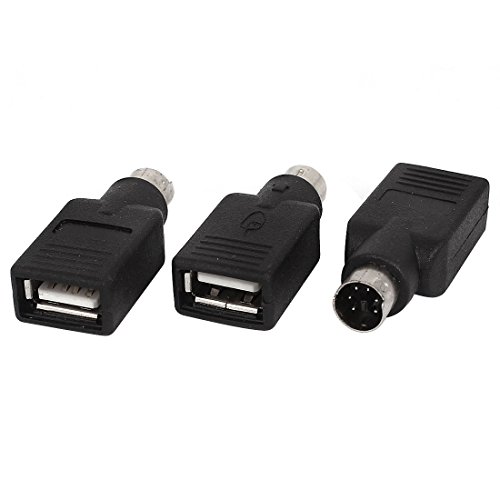 uxcell Adaptador USB a PS/2, pack 3 piezas negro miniatura 1
