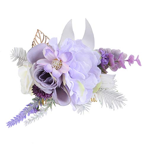 Floral Crown Green Headpiece Bridal Accessories Wedding Crown (Head-comb) (Purple)
