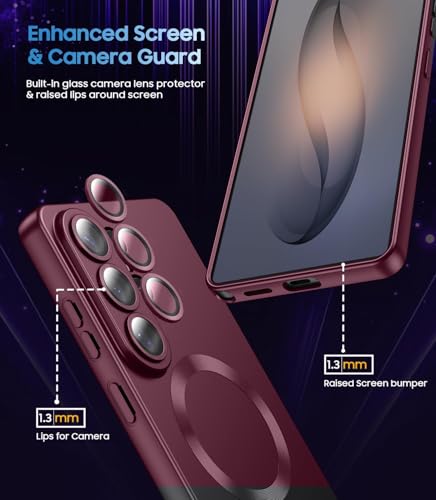 Image of DIZORO Compatible with Samsung S26 Ultra Case,Matte Luxury Metallic Luster Flexible TPU, Compatible with MagSafe, Wireless Charging Shockproof Case with Lens Camera Protector Back Cover (Wine)