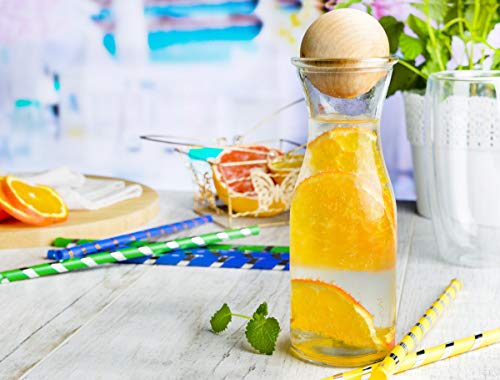 Sendez Glazen karaf met houten stop wijnkaraf karaf waterkaraf karaf decanter Misura van glas (1 x glazen karaf 470 ml) - Afbeelding 3