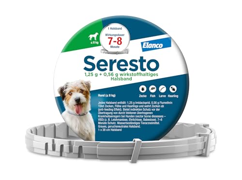 Seresto ogrlica za male pse do 8 kg, ogrlica protiv krpelja sa zaštitom od krpelja i buha do 8 mjeseci, bez mirisa, dužina: 38 cm
