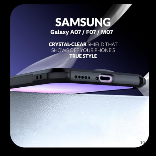 Image of Back Cover Case + Screen Protector for Samsung Galaxy F07 | Transparent & Black Mobile Phone Back Cover Case for Samsung Galaxy F 07 / Samsung F07 | TPU & PC Black Mobile Phone Back Cover