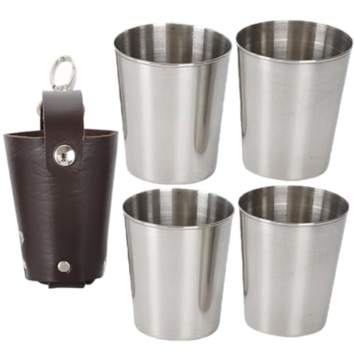 ABOOFAN 1 Jeu verre de vin boire distributeur Tasses Piscine couvercle verre cafe latte à bière bière s à bière petite tasse à liqueur tasse de camping Acier inoxydable