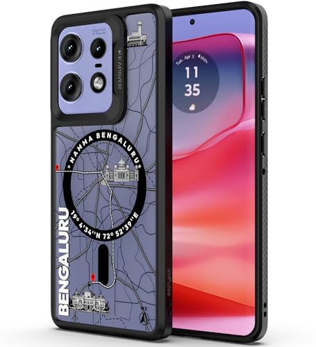 Image of KAPAVER GPS Edition Back Cover Case Compatible with MagSafe, Magnetic Case for Motorola Edge 50 Pro (Bengaluru-Black)(Polycarbonate + TPU)