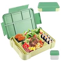 Litimkat Brotdose Kinder mit Fächern,1330 ml auslaufsichere Lunchbox, geeignet für Schule,Picknick,Reise-Lunchbox,geeignet für Erwachsene, Mädchen & Jungen, mikrowellen-/spülmaschinenfest (Grün)