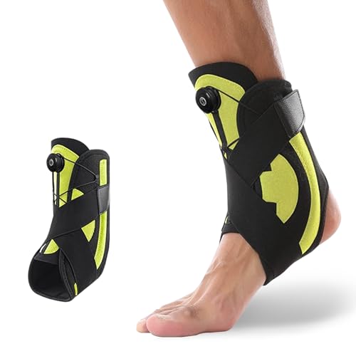 Chevillère réglable - Bandage de cheville flexible - Bandage de cheville ultra fin - Fasciite plantaire - Course à pied - Football - Cheville droite et gauche - Jaune