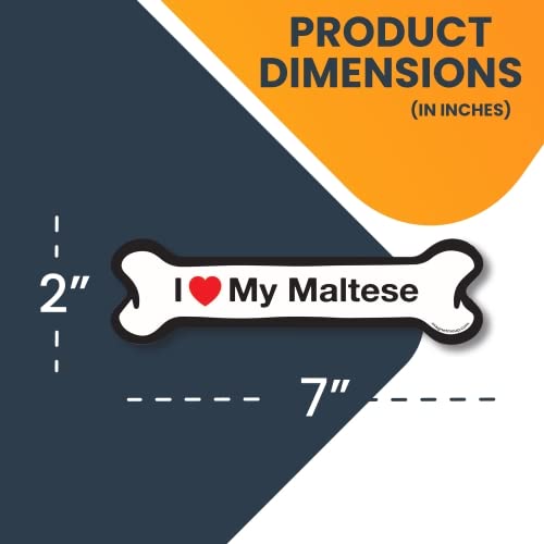 Image of Magnet Me Up I Love My Maltese Dog Bone Magnet Decal, 2x7 Inches, Heavy Duty Automotive Magnet for car Truck SUV