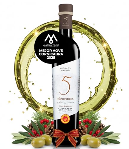 5 Elementos Gran Selección Aceite de Oliva Virgen Extra Cornicabra 500ml | Mejor AOVE Cornicabra con DOP Montes de Toledo | AOVE de Nueva Cosecha Extracción en Frío (Sin Estuche)