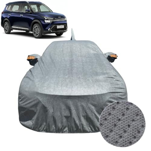 Image of Car Cover Compatible For Kia Carens (2022-2026) | 100% Waterproof Cover with Antenna & REFLECTIVE Mirror Pockets | Dustproof, Scratchproof, Heatproof Carens Car Cover|Soft Cotton Lining| GREY