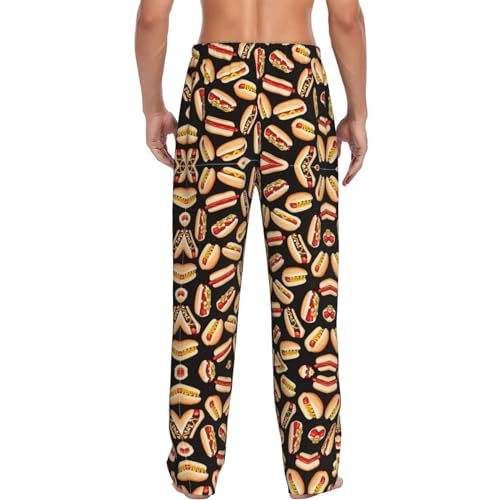 Fun Food Hot Dogs print Mens Sleepwear Pajamas Pants with Pockets Soft Sleep Lounge Bottoms Sleep Pj Bottoms for Men3