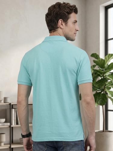 Image of Lux Cozi Men's Half Sleeve Soild Casual Regular Fit T-Shirt with Chest Pocket | Polo Tshirt for Men
