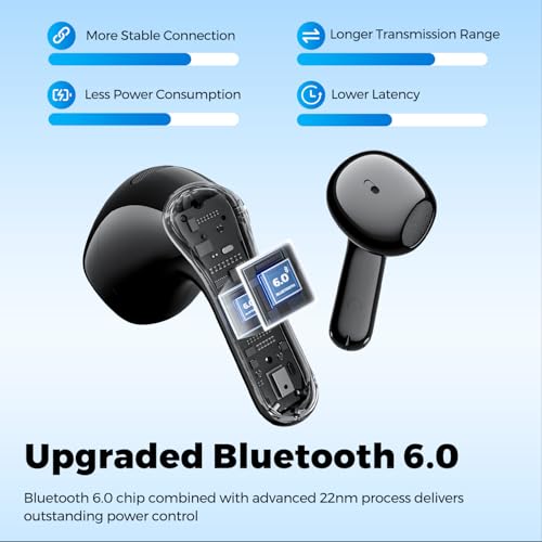 Image of SoundPEATS Air6 HS Wireless Earbuds, Bluetooth 6.0, LDAC Hi-Res Audio for HiFi Sound, 13mm Dynamic Driver, Total 45H, Quick Charging, IPX5 Resistant, Comfortable Fit, ENC Noise Canceling, Support App