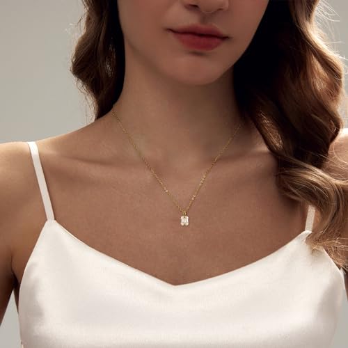 Luxval Diamond Pendant Gold Necklace for Women,Dainty 18k Gold Plated Choker Necklaces Simple Gold Jewelry Gifts for Women Girls - Image 7