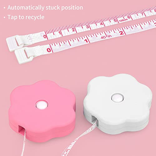 2 Pack Tape Measure Measuring Tape For Body Measurements Sewing Clothing Fabric Of Soft Tape Measure, Retractable Pink Cute Cat Paw Shape Pvc Double Scale Soft Ruler For Weight Loss（Pink） #TOP4