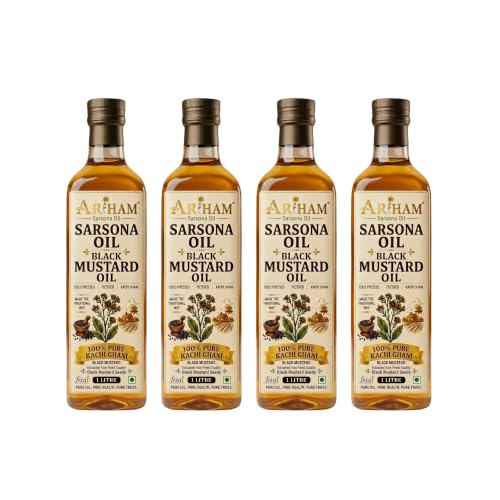 Image of Sarsona Oil Arham Sarsona Black Mustard Oil 1L | Cold Pressed Kachi