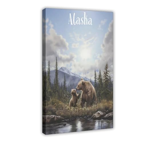Poster Alaska grand format déco chambre à coucher Mother Bear