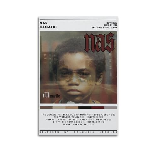 GVMRFCDD Poster de rappeur Nas Illmatic - Décoration murale moderne pour chambre à coucher, salon, 40 x 60 cm