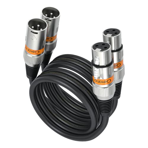 Getaria Lot de 2 câbles XLR de 0,9 m, câble de microphone XLR mâle vers femelle, câble de microphone XLR équilibré pour table de mixage, studio d'enregistrement, podcast Cover