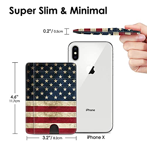 Image of FINTIE Slim Minimalist Front Pocket Wallet, RFID Blocking Credit Card Holder Card Cases with ID Window for Men Women (US-Flag)