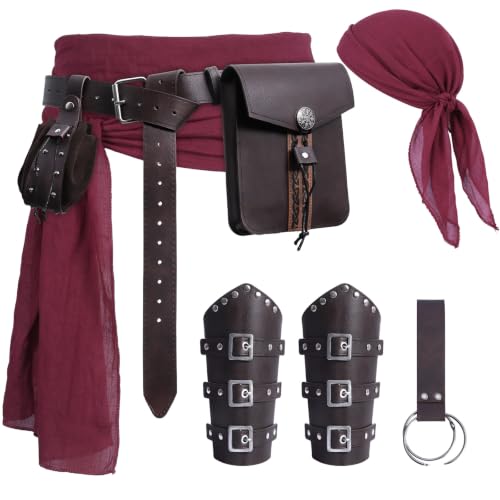 Image of Renaissance Pirate Belt Pouch with Coin Purse Skirt Hike Bracers