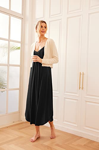 Ekouaer Womens Nightgown Sleeveless Long Night Gown Full Slip Sleep Dress Print Sleepwear Soft Lounge Dress4
