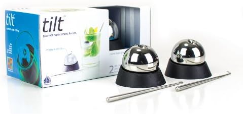 Soireehome Tilt Twin Beverage Chilling Balls, Whiskey Stone Spheres - Set of Two with Garnishing Sticks & Stands, Perfect for Wine, Whiskey and Cocktail Drinks - Keep Food and Drinks Ice Cold Without Mess