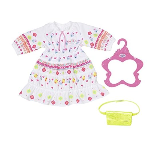 BABY born Trendy Vestido Boho 43cm - Para Niños de 3 Años en Adelante - Fácil para Manos Pequeñas - Incluye Vestido, Cangurera y Percha