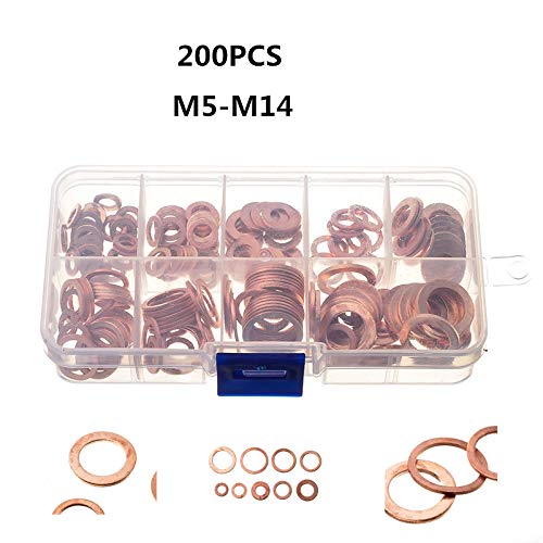 280/200 Pz Guarnizione in Rame Guarnizione Solida Rondella Tappo Coppa Olio Per Barca Crush Anello di Tenuta Piatto Strumento Accessori Hardware Confezione Nuovo-Cina, 280 Pz M5-M20