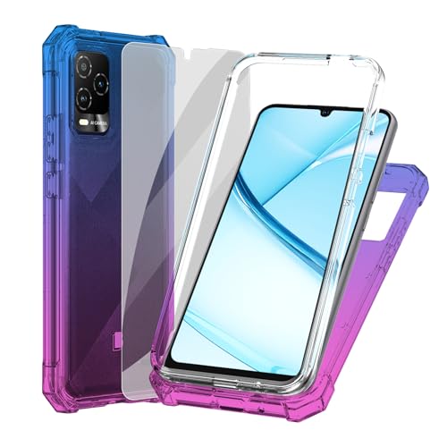 Ailiber Case for BLU View 5 Pro Dual Layer Protection Shockproof Corners TPU Bumper Slim Silicone Cell Phone Cover - Blue Pink