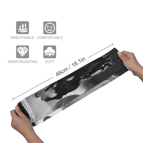 Socks for Women Men Black And White Horses Cotton Sock Breathable Boot Socks Warm Calf Socks for Hiking Work Crew Socks 18.1in2