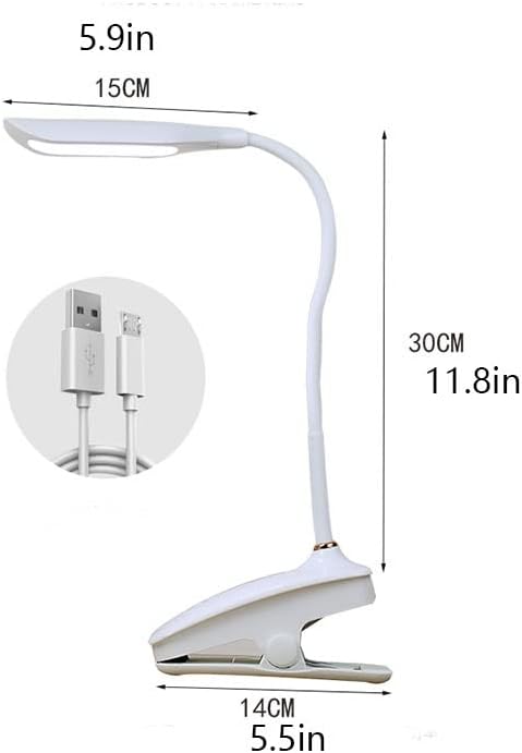 YYDS Desk lamp Abs Eye Protection Desk Lamp Led Clip-On Rechargeable Desk Lamp Suitable for Desk Bedside (Size: 30 * 15 * 14 cm) Desk Light (Color : White)