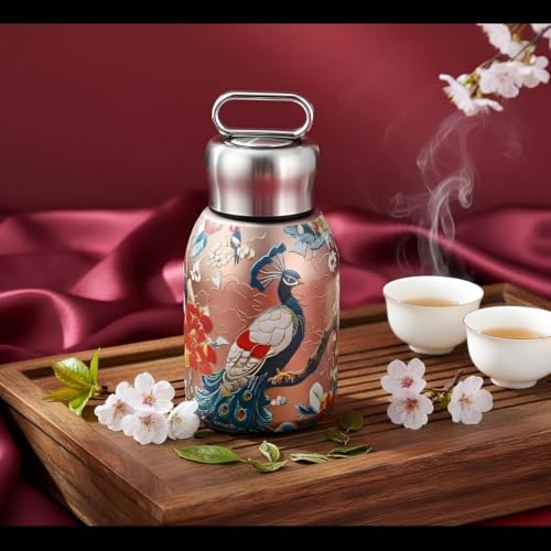 Image of CETLO Butterfly Mini Water Bottle 300ml Small Portable Stainless Steel Vacuum Insulated Tumbler Cup for Boys, Girls, School, Office Double Wall Leakproof Hot & Cold Thermal Flask