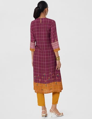 Image of BIBA Women Rayon Asymmetric Printed Suit Set