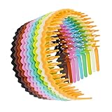 WOVOWOVO Plastic Headbands for Women Teen Girls Men, 10 Packs Thin Headband with Teeth Non Slip, Spring Hot Summer Bright Pink Green Hairband Hair Accessories