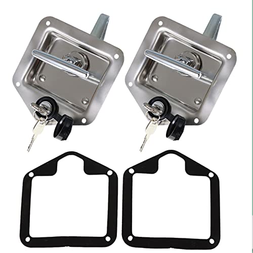 Image of Silscvtt Trailer Door Latch T-Handle Lock Stainless Steel Keys Replacement for Camper RV Truck Tool (2PCS)