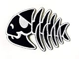 Black Fish Skull Pirate Bone Skeleton Logo Applique Embroidered Sew on Iron on Patch for Backpacks Jeans Jackets T-Shirt Clothing