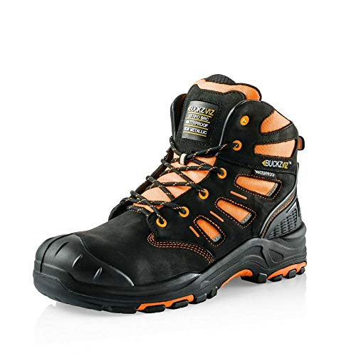 Image of Buckler BVIZ2 Black Orange hi-vis Composite S3 Safety Boot with Midsole sz 6-13