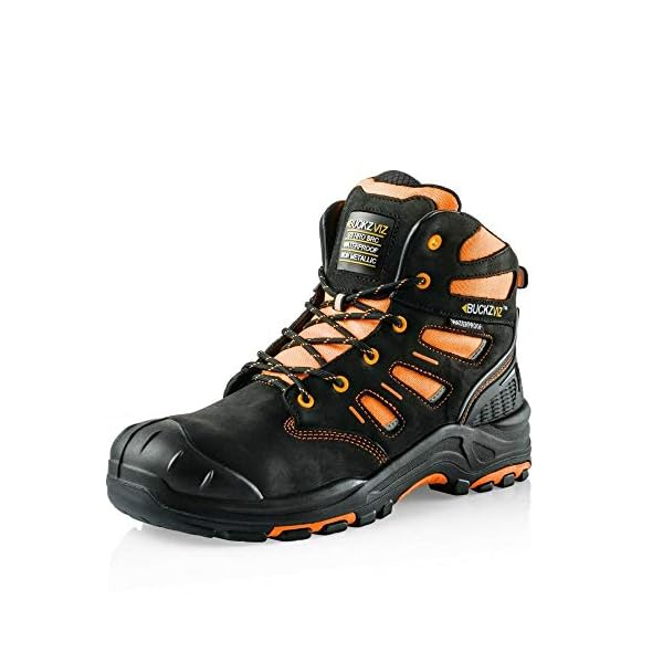 BUCKLER Hi viz safety boots Black/Orange Sizes 613
