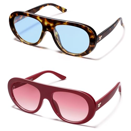 Image of VANLINKER Oversized Retro Aviator Sunglasses for Women Men Chic 70s Vintage Style Trendy 2026 Chunky Sun Glasses VL9865